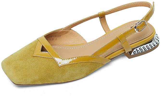 (W) Luiza Barcelos 方头系带平底鞋 '芥末黄' 皮革材质 XWP1SK0203 Buy (W) Luiza Barcelos 方头系带平底鞋 '芥末黄' 皮革材质 XWP1SK0203