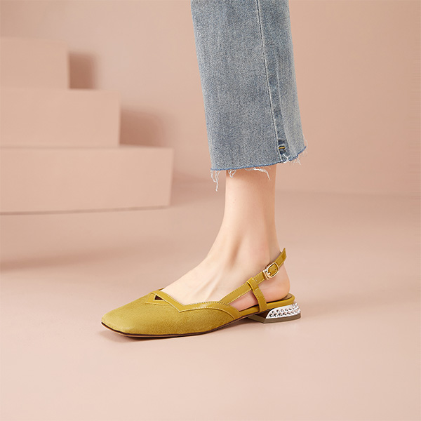 Lookbook (W) Luiza Barcelos 方头系带平底鞋 '芥末黄' 皮革材质 XWP1SK0203
