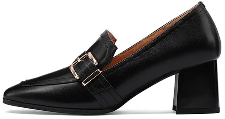 (Women) Luiza Barcelos Leather Square-Toe Buckle Embellished Block Heel 'Nude 5.8cm' X900956 Buy (Women) Luiza Barcelos Leather Square-Toe Buckle Embellished Block Heel 'Nude 5.8cm' X900956