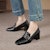 (W) Luiza Barcelos Kulit Tumit Blok Empat Segi Gesper 'Nude 5.8cm' X900956