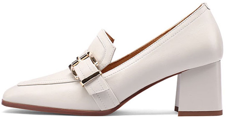 (W) Luiza Barcelos Hak Blok Kulit Kotak Jepit Hias 'Nude 5.8cm' X900956 Sizing (W) Luiza Barcelos Hak Blok Kulit Kotak Jepit Hias 'Nude 5.8cm' X900956