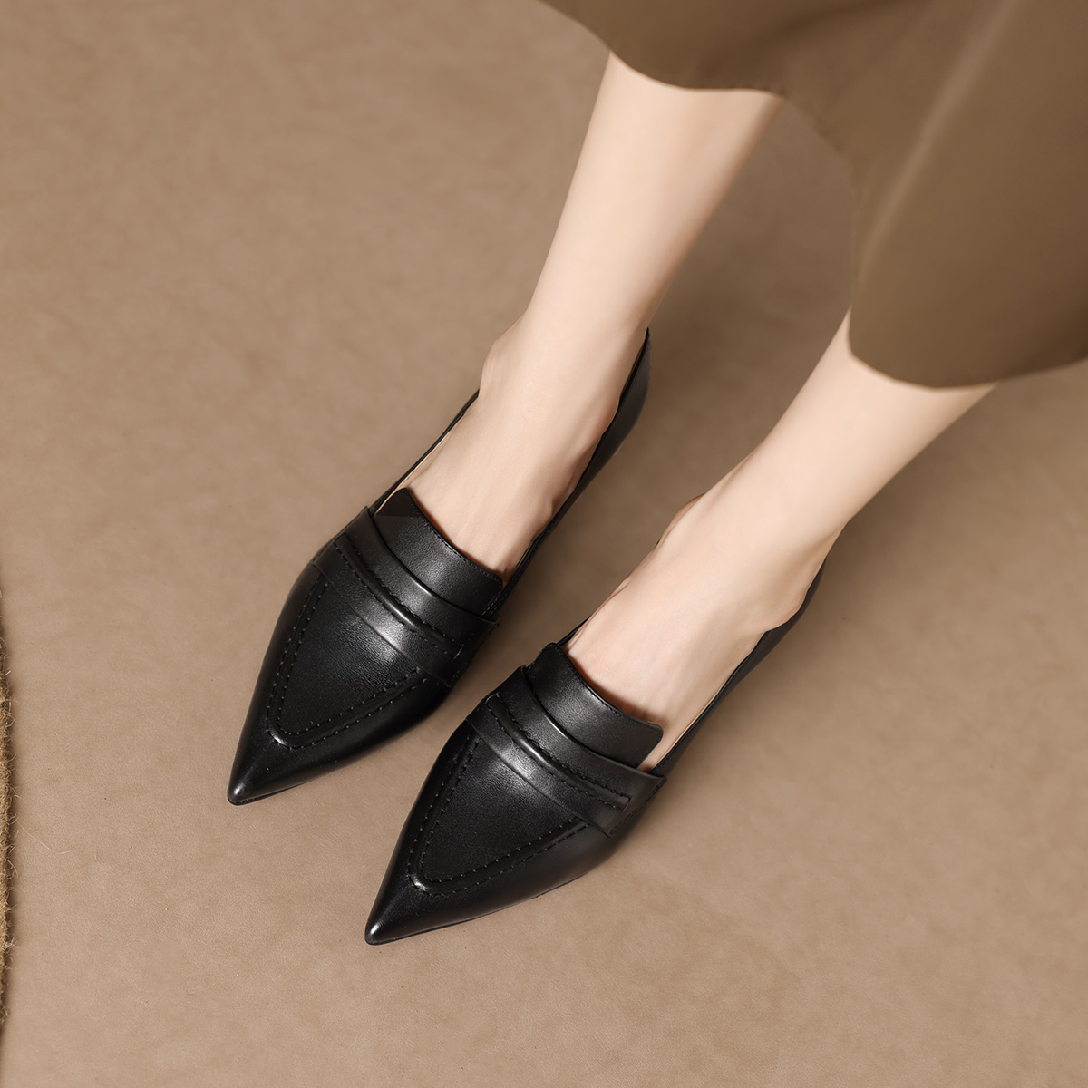 (W) Luiza Barcelos Leather Stiletto 6.5cm 'Black Temperament Pointed Toe' 圖 2