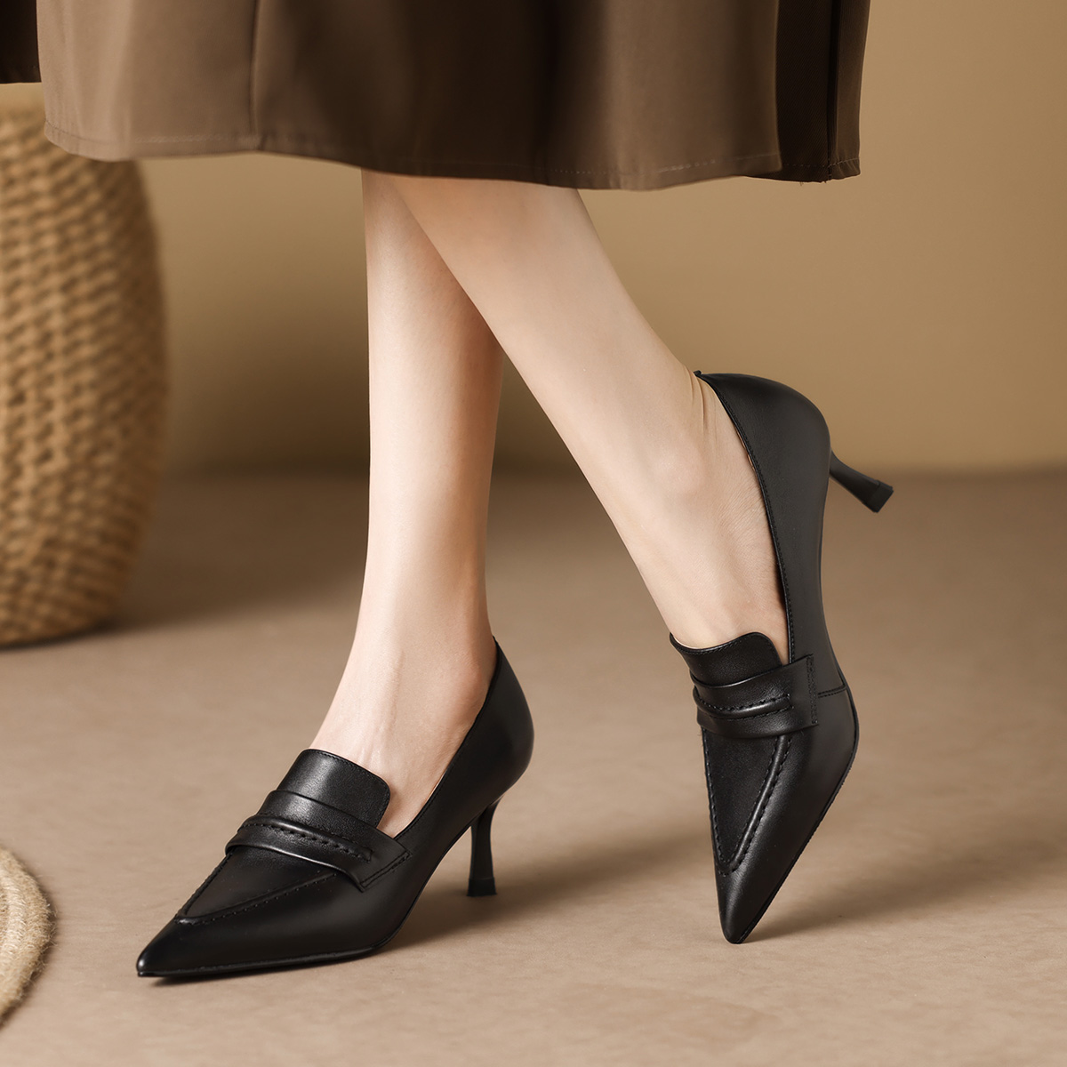 (W) Luiza Barcelos Leather Stiletto 6.5cm 'Black Temperament Pointed Toe' 圖 3