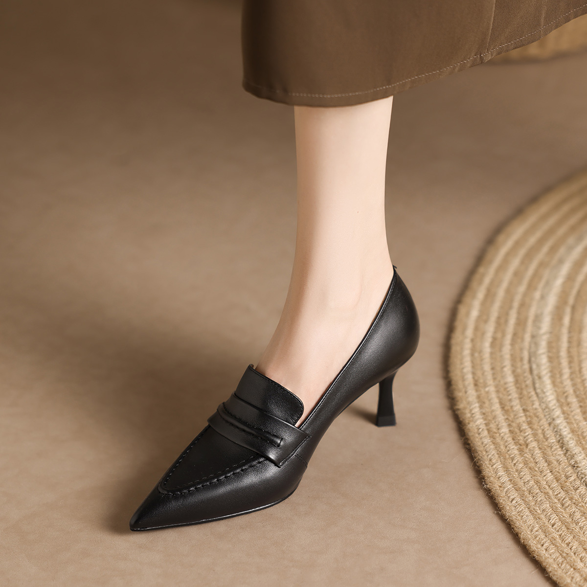 (W) Luiza Barcelos Leather Stiletto 6.5cm 'Black Temperament Pointed Toe' 圖 4