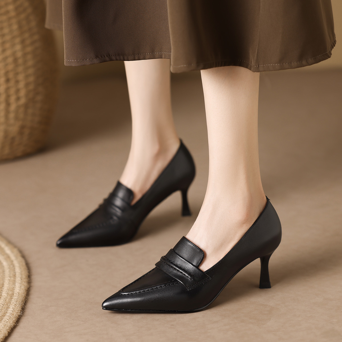 (W) Luiza Barcelos Leather Stiletto 6.5cm 'Black Temperament Pointed Toe' 圖 5