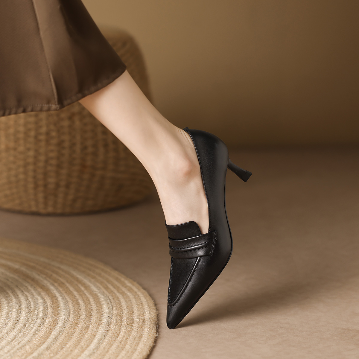 (W) Luiza Barcelos Leather Stiletto 6.5cm 'Black Temperament Pointed Toe' 圖 6