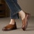 (W) Luiza Barcelos Tumit Tinggi Platform Kulit Vintage Hujung Bulat 'Coklat' X901910