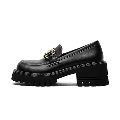 (W) Luiza Barcelos Loafer 'Black Metal Buckle'