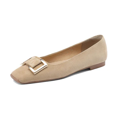 (W) Luiza Barcelos Loafer 'Metallic Buckle Beige'