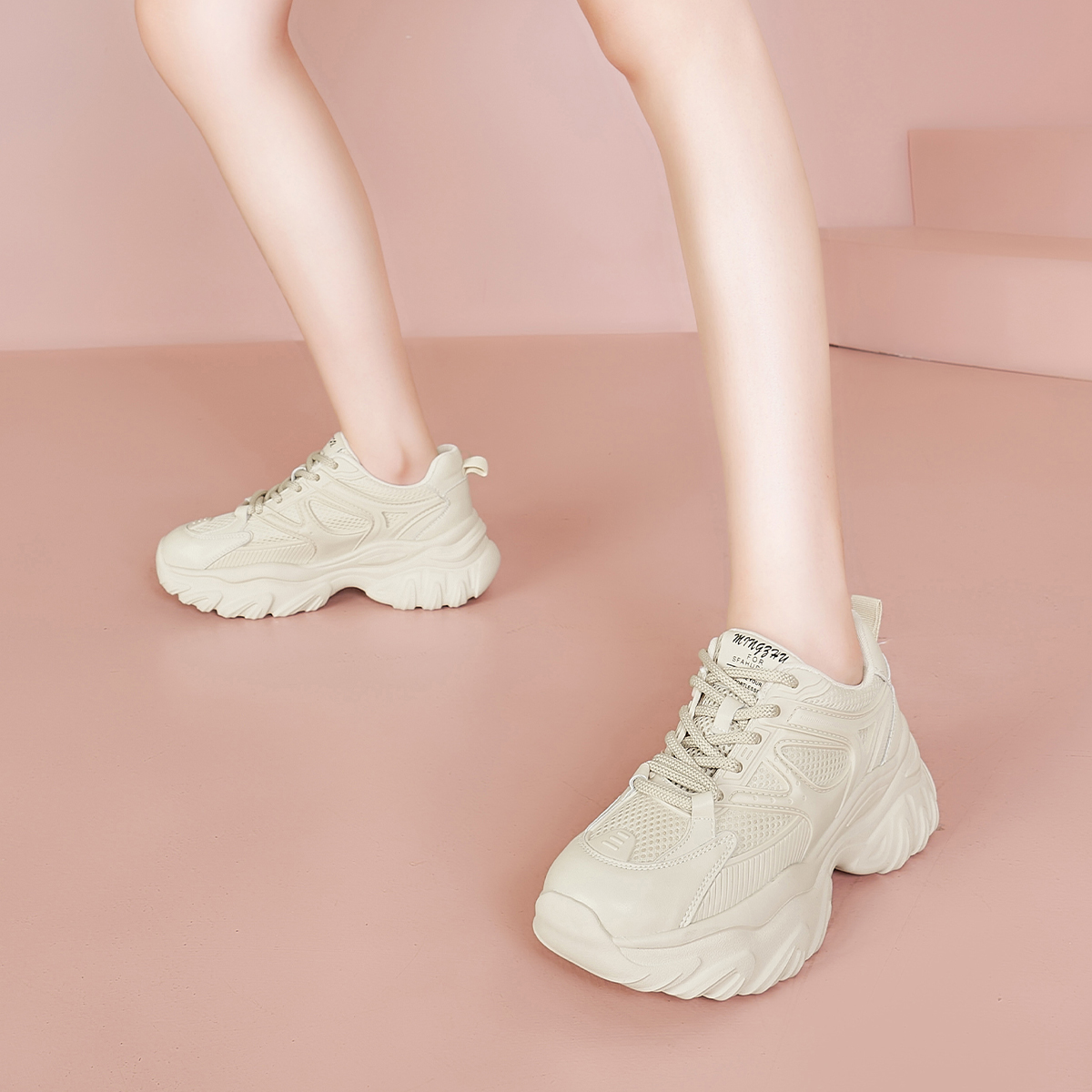 Order (W) Luiza Barcelos 女士低帮厚底"米色老爹鞋" XWP1SK1038