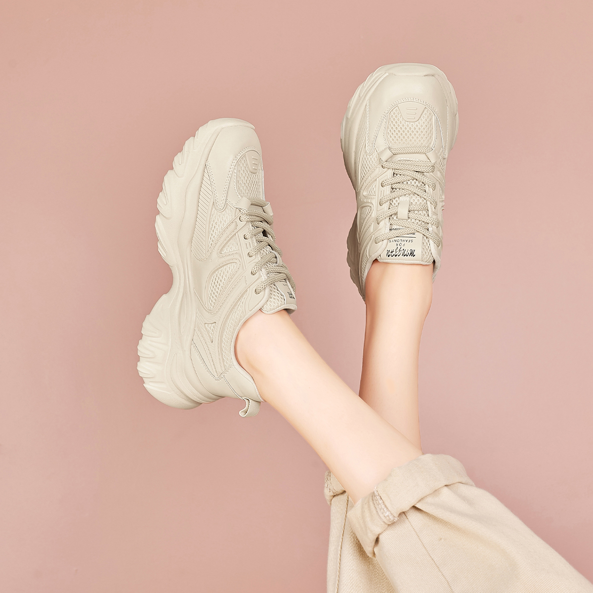 Details for (W) Luiza Barcelos 女士低帮厚底"米色老爹鞋" XWP1SK1038