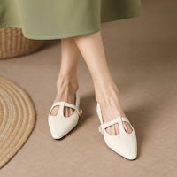 (W) Luiza Barcelos 低跟尖头“米色休闲平底鞋” X900865 Order (W) Luiza Barcelos 低跟尖头“米色休闲平底鞋” X900865