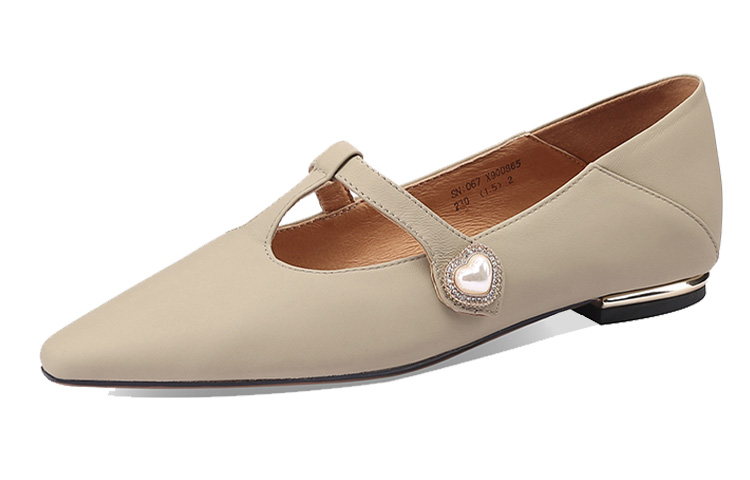 Details for Luiza Barcelos 羊皮 通勤低跟尖頭 休閒單鞋 女款 米白色