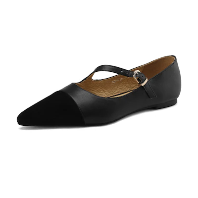 (W) Luiza Barcelos Low Heel Pointed Toe 'Black Commute Patchwork'