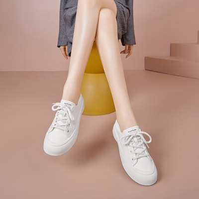 Luiza Barcelos 羊皮 復古厚底休閒兩穿 低筒 運動鞋 女款 純白色 Purchase Luiza Barcelos 羊皮 復古厚底休閒兩穿 低筒 運動鞋 女款 純白色