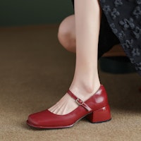 (W) Luiza Barcelos Kasut Tumit Tinggi Mary Jane 'Kulit Coklat' X901047 4