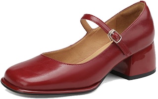 (W) Luiza Barcelos Kasut Tumit Tinggi Mary Jane 'Kulit Coklat' X901047 1