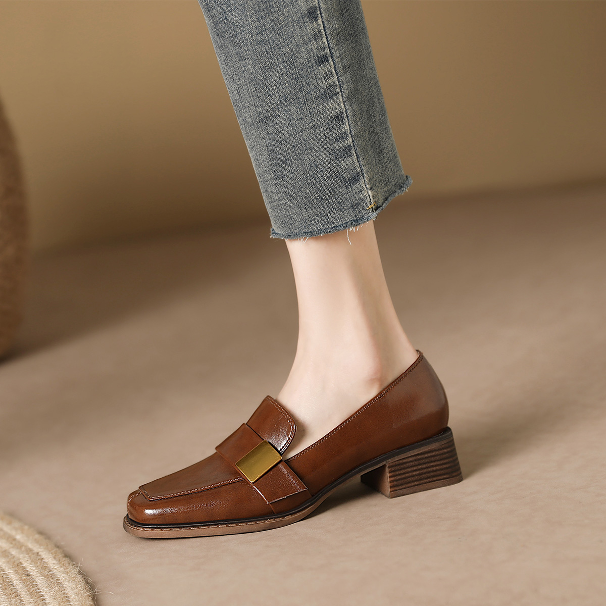 (W) Luiza Barcelos Oxford Retro Casual 'Brown Leather' 圖 2