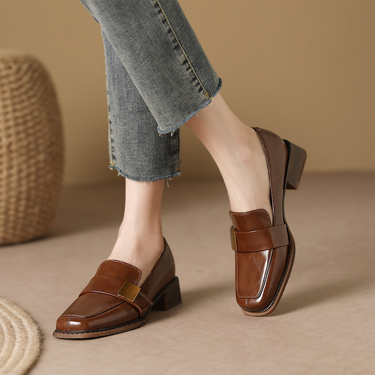 (W) Luiza Barcelos Oxford Retro Casual 'Brown Leather' 圖 3