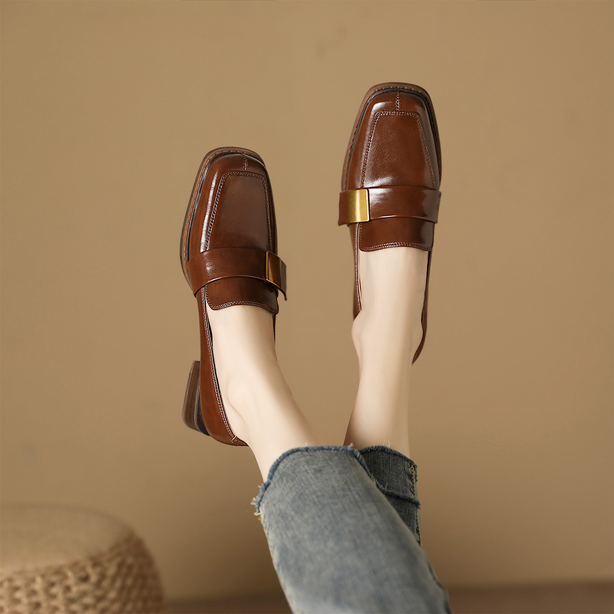 (W) Luiza Barcelos Oxford Retro Casual 'Brown Leather' 圖 6