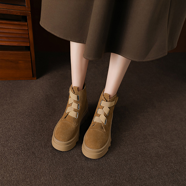 Order (W) Luiza Barcelos Platform Martin Boots 'Khaki Comfort' Kasut Tumit Lebar X902035