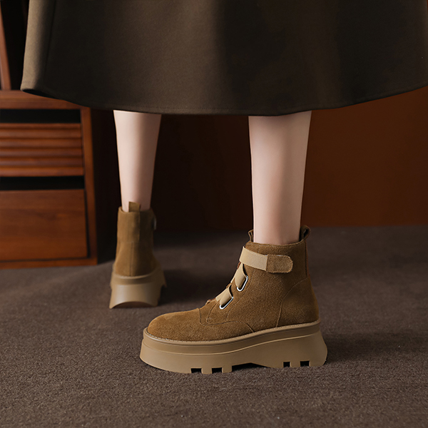 Lookbook (W) Luiza Barcelos Platform Martin Boots 'Khaki Comfort' Kasut Tumit Lebar X902035