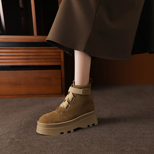 Purchase (W) Luiza Barcelos Platform Martin Boots 'Khaki Comfort' Kasut Tumit Lebar X902035