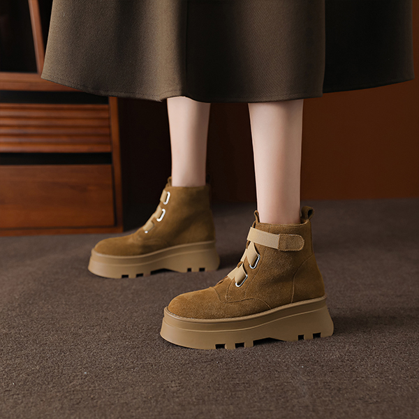 Sizing (W) Luiza Barcelos Platform Martin Boots 'Khaki Comfort' Kasut Tumit Lebar X902035