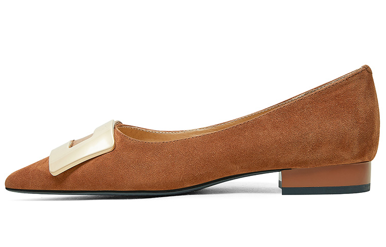 (Women) Luiza Barcelos Pointed-Toe Calfskin Loafers 'Caramel Buckle' X901253