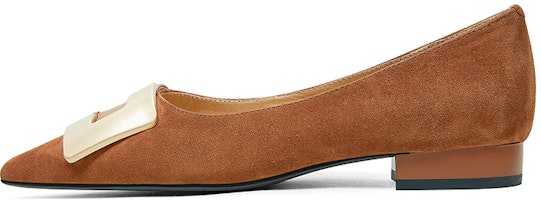 (Women) Luiza Barcelos Pointed-Toe Calfskin Loafers 'Caramel Buckle' X901253 (Women) Luiza Barcelos Pointed-Toe Calfskin Loafers 'Caramel Buckle' X901253