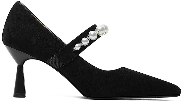 (Women) Luiza Barcelos Pointed-Toe Pearl Fashion Stiletto Heels 'Black Velvet' X900989 Order (Women) Luiza Barcelos Pointed-Toe Pearl Fashion Stiletto Heels 'Black Velvet' X900989