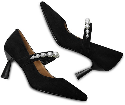 (Women) Luiza Barcelos Pointed-Toe Pearl Fashion Stiletto Heels 'Black Velvet' X900989 Shop (Women) Luiza Barcelos Pointed-Toe Pearl Fashion Stiletto Heels 'Black Velvet' X900989