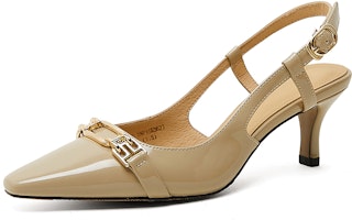 (Women) Luiza Barcelos Pointed-Toe Pumps 'Apricot Metallic Buckle' XWP1SK0627 (Women) Luiza Barcelos Pointed-Toe Pumps 'Apricot Metallic Buckle' XWP1SK0627