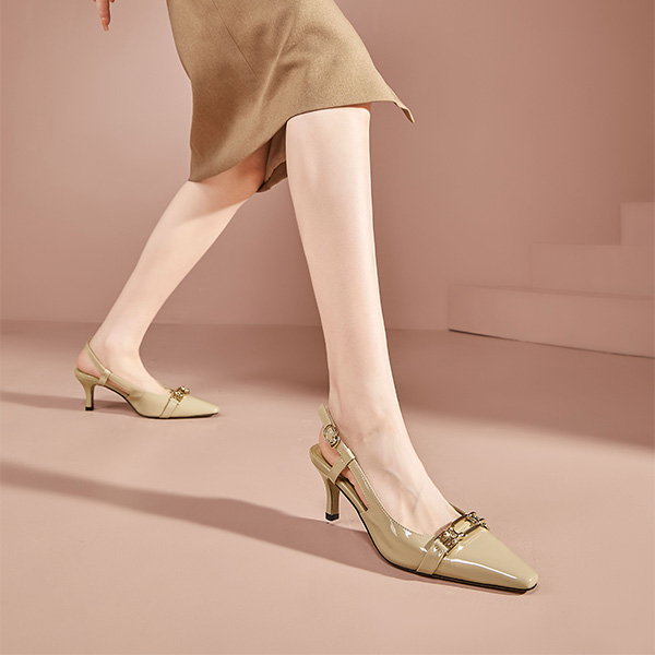 (W) Luiza Barcelos Pointed-Toe Pumps 'Apricot Metallic Buckle' 圖 2