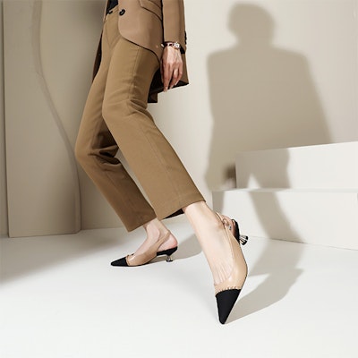 (Women) Luiza Barcelos Pointed Toe Ankle Strap Heels 'Apricot Black' XWP1SK0477 Purchase (Women) Luiza Barcelos Pointed Toe Ankle Strap Heels 'Apricot Black' XWP1SK0477
