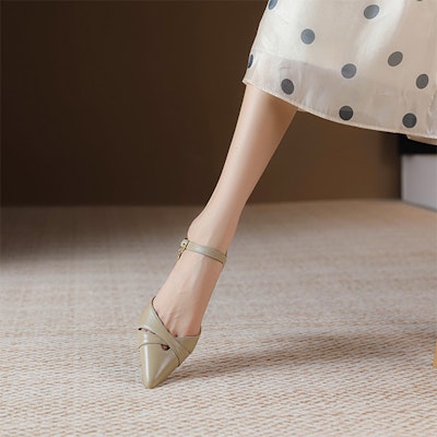 (W) 루이자 바르셀로스 뾰족 블록힐 (카키) XWP1SK0643 Sizing (W) 루이자 바르셀로스 뾰족 블록힐 (카키) XWP1SK0643