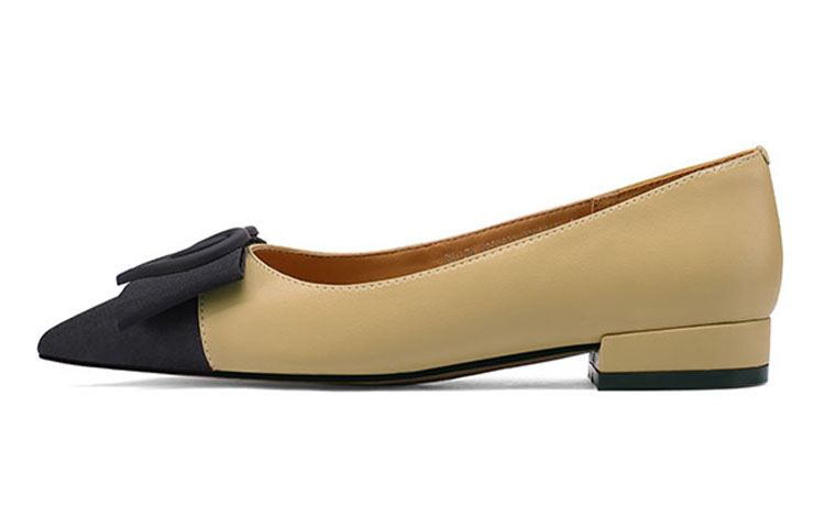 (W) Luiza Barcelos Pointed Toe Buckle Flat 'Apricot Black'