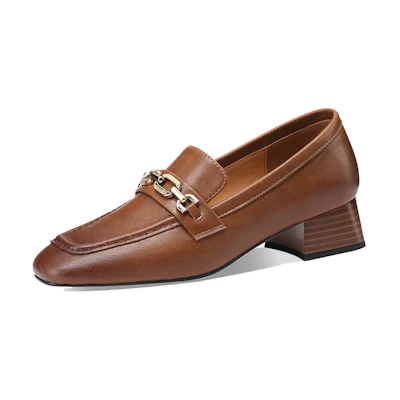 (W) Luiza Barcelos Pointed Toe Chunky Heel 'Horse Buckle Casual'