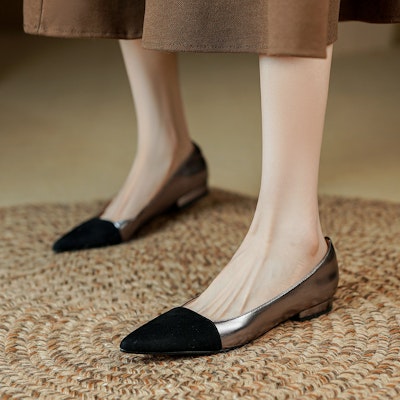 (Women) Luiza Barcelos Pointed Toe Colorblock 'Gunmetal' X901119 Details for (Women) Luiza Barcelos Pointed Toe Colorblock 'Gunmetal' X901119