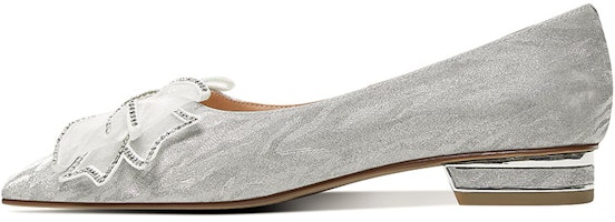 (Women) Luiza Barcelos Pointed Toe Flat 'Silver Rhinestone' X901408 (Women) Luiza Barcelos Pointed Toe Flat 'Silver Rhinestone' X901408