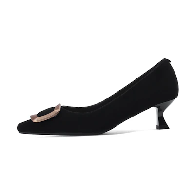 (W) Luiza Barcelos Pointed Toe High Heels with Metal Buckle 4.7cm 'Black Elegance'
