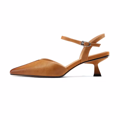 (W) Luiza Barcelos Pointed Toe Leather Pumps 'Caramel'