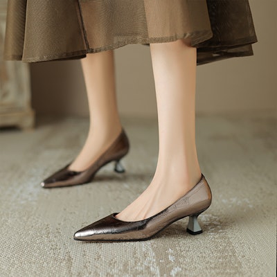 (W) Luiza Barcelos 尖头一脚蹬厚底高跟鞋 '枪灰色' X901868 Lookbook (W) Luiza Barcelos 尖头一脚蹬厚底高跟鞋 '枪灰色' X901868