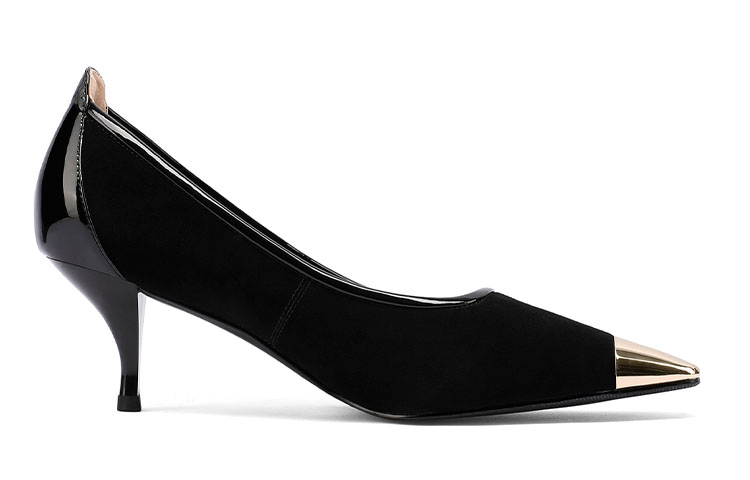 Order 路易莎·芭爾瑟羅斯 女士黑色羊反絨尖頭淺口4cm細跟高跟鞋