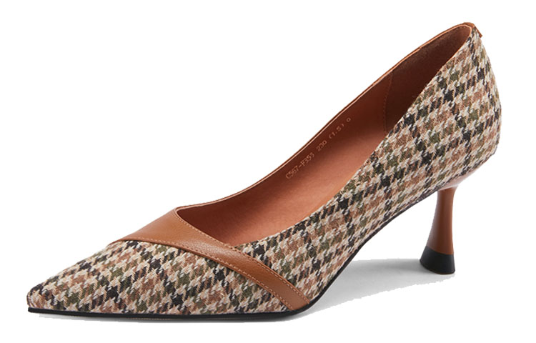 (W) Luiza Barcelos Pointed Toe Stiletto 6.5cm 'Houndstooth Brown Leather' 圖 3