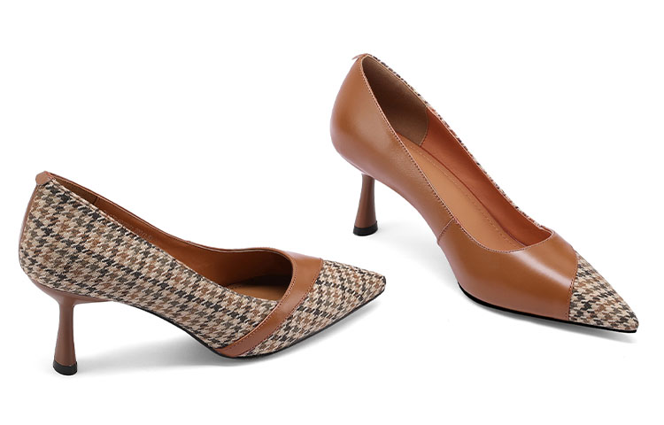 (W) Luiza Barcelos Pointed Toe Stiletto 6.5cm 'Houndstooth Brown Leather' 圖 5
