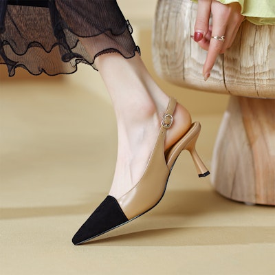 (W) Luiza Barcelos 尖头细高跟鞋 '杏黑色' X901102 Details for (W) Luiza Barcelos 尖头细高跟鞋 '杏黑色' X901102