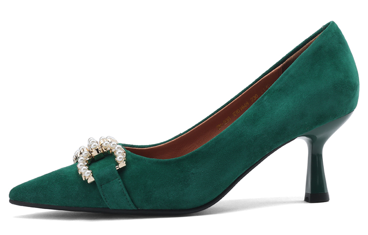 (W) Luiza Barcelos Pointed Toe Stiletto 'Green Sheepskin'