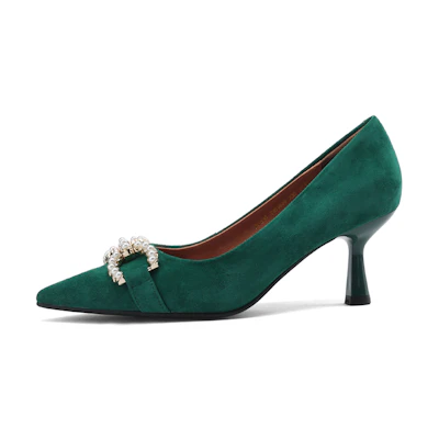 (W) Luiza Barcelos Pointed Toe Stiletto 'Green Sheepskin'