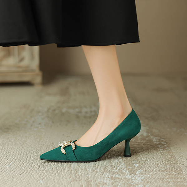 (W) Luiza Barcelos Pointed Toe Stiletto 'Green Sheepskin' 圖 5